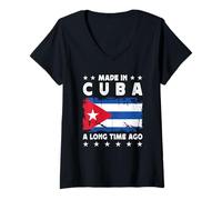 Mujer Made in Cuba a Long Time Ago Proud Cuban Cuba Flag Camiseta Cuello V