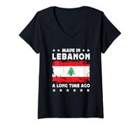 Mujer Made in Lebanon a Long Time Ago Proud Lebanese Lebanon Flag Camiseta Cuello V