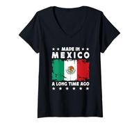 Mujer Made in Mexico a Long Time Ago Proud Mexican Mexico Flag Camiseta Cuello V