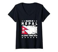 Mujer Made in Nepal a Long Time Ago Proud Nepali Nepal Flag Camiseta Cuello V