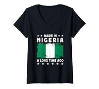 Mujer Made in Nigeria a Long Time Ago Proud Nigerian Nigeria Flag Camiseta Cuello V