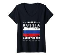 Mujer Made in Russia a Long Time Ago Proud Russian Russia Flag Camiseta Cuello V