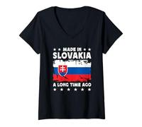 Mujer Made in Slovakia a Long Time Ago Slovakian Slovakia Flag Camiseta Cuello V