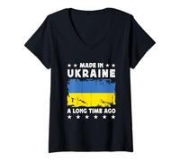 Mujer Made in Ukraine a Long Time Ago Proud Ukrainian Ukraine Flag Camiseta Cuello V