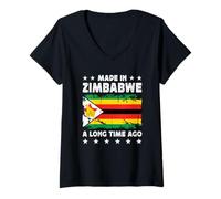 Mujer Made in Zimbabwe a Long Time Ago Zimbabwean Zimbabwe Flag Camiseta Cuello V