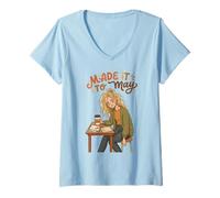 Mujer Made It to May Funny Girl Last of Day, Maestra de Escuela, niños 1 Camiseta Cuello V