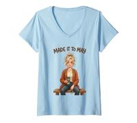 Mujer Made It to May Funny Girl Last of Day School Teacher Kids 2 Camiseta Cuello V