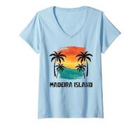 Mujer Madeira Island Travel, Portugal Vacaciones Turísticas de Verano Camiseta Cuello V