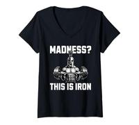 Mujer Madness This Is Iron Espartano Fitness Fuerza Gym Pesas Camiseta Cuello V