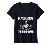 Mujer Madness This Is Power Espartano Gym Fuerza Extrema Camiseta Cuello V