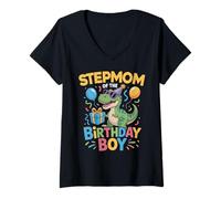 Mujer Madrastra del Traje De Fiesta De Cumpleaños Escuadrón Dinosaurio Madrastra Camiseta Cuello V