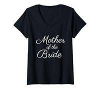 Mujer Madre de la Novia, Boda & Madre Nupcial, Fuente Blanca Script Camiseta Cuello V