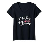 Mujer Madre del Novio Celebración de Boda Padrinos de Boda Familia Camiseta Cuello V