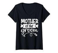 Mujer Madre del novio hijo a juego boda o despedida de soltero Camiseta Cuello V