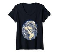 Mujer Madre e Niño Madre Sagrada Arte Camiseta Cuello V