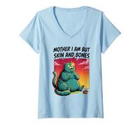 Mujer Madre I Am But Skin and Bones Funny Cat Mom Cat Lover Camiseta Cuello V