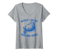 Mujer Madre Soy Pero Piel Y Huesos Divertido Gato Gordo, Amante Humor Camiseta Cuello V