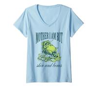 Mujer Madre Soy Pero Piel y Huesos Divertido Mapache Mamá Camiseta Cuello V