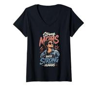 Mujer Madres Fuertes Crían Humanos Fuertes Camiseta Cuello V