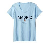 Mujer Madrid España Viaje Familiar Madrid Souvenir Regalo Desde Madrid Camiseta Cuello V