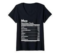 Mujer Mae Nutrition Facts Gift Funny Nombre Personalizado Mae Camiseta Cuello V