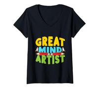 Mujer Maestra De Pre Kínder Great Mind Artist Maestra De Camiseta Cuello V