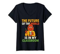 Mujer Maestra de Preescolar Futuro del Mundo Diversión para Mujer ABCD Camiseta Cuello V