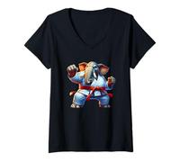 Mujer Maestría del Elefante de Karate Camiseta Cuello V