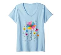 Mujer Maestro ayudando a pequeñas Mentes a Crecer diseño Floral Camiseta Cuello V