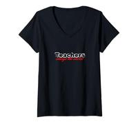 Mujer Maestro cambia el mundo Camiseta Cuello V