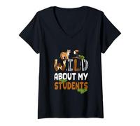 Mujer Maestro de Animales del zoológico Salvaje sobre mis Estudiantes Zookeeper Camiseta Cuello V