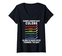 Mujer Maestro de Arte Teoría del Color Colores Complementarios Lápiz Humor Camiseta Cuello V