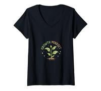Mujer Maestro de Aula de Plantas Inspiradoras de mentalidad de Crecimiento Camiseta Cuello V
