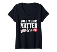 Mujer Maestro de concienciación sobre la Salud Mental Apoya Que Sus Palabras importan Camiseta Cuello V