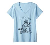 Mujer Maestro de Mapache monitorear activamente el día de Las Pruebas Motivación Diversión Camiseta Cuello V