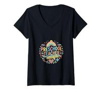 Mujer Maestro de Preescolar Little Minds Growth Inspiration Design Camiseta Cuello V