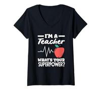 Mujer Maestro de primaria Soy un maestro ¿Cuál es tu superpoder Camiseta Cuello V