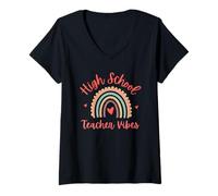 Mujer Maestro de secundaria Vibes Back to School First Day Welcome Camiseta Cuello V