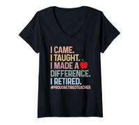 Mujer Maestro Jubilado Hice una Diferencia Educador Camiseta Cuello V