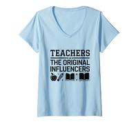 Mujer Maestros Los Influencers Originales Volver a la Escuela Estudiantes Camiseta Cuello V
