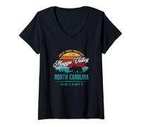 Mujer Maggie Valley North Carolina USA Retro Grandes Montañas Humeantes Camiseta Cuello V