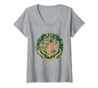 Mujer Magia de Feliz Navidad de Hogwarts de Draco Dormiens Camiseta Cuello V