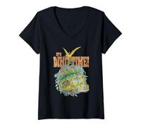Mujer Magic School Bus It's Dino Time Pterodactyl Retro Cartoon Camiseta Cuello V