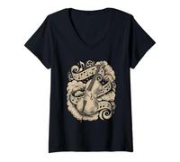 Mujer Magical Cello Surrounded by Cloud Music Notes Camiseta Cuello V