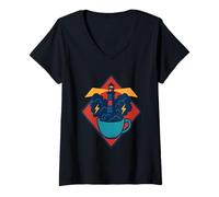 Mujer Magical Storm In A Cup Lighthouse Surrealista Teacup Fantasy Art Camiseta Cuello V