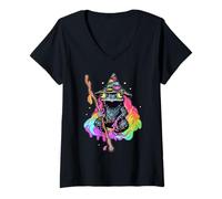 Mujer Magical Wizard Frog EDM Party Psicodélica Rave Trippy Camiseta Cuello V