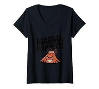 Mujer Magma Sucede Volcán Sonriente Dibujos Animados Lava Camiseta Cuello V