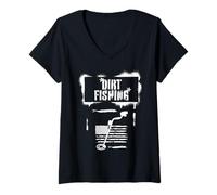 Mujer Magnet Detector Dirt Fishing America Flag Treasure Hunter Camiseta Cuello V