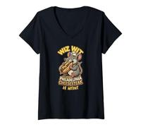 Mujer Mago del cheesesteak de Filadelfia con o sin Comida Divertida de Filadelfia Camiseta Cuello V