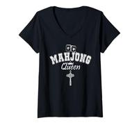 Mujer Mahjong Queen of Tiles Mahjong Queen Crown It's Mahjong Time Camiseta Cuello V